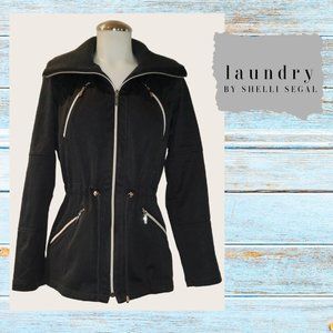 LAUNDRY by Shelli Segal Black Hooded Jacket Coat Size Small